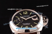Panerai Luminor Marina PAM 048 Swiss Valjoux 7750-CHG Automatic Steel Case with Black Dial and Brown Leather Strap 1:1 Original