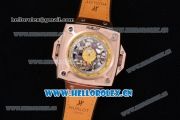 Hublot Masterpiece MP 08 Antikythera Sunmoon Asia 2813 Automatic Rose Gold Case Skeleton Dial Stick Markers and Yellow Leather Strap