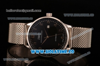 IWC Portugieser Asia 2813 Automatic Full Steel with Black Dial and Silver Arabic Numeral Markers