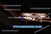 Cartier Cle de Cartier Chrono Japanese Miyota OS20 Quartz Rose Gold Case with White Dial Diamonds Bezel and Brown Leather Strap