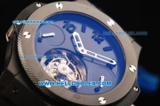 Hublot Big Bang Swiss Tourbillon Manual Winding Movement PVD Case with Black Dial and Black Rubber Strap-Ceramic Bezel