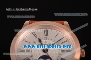 Patek Philippe Grand Complications Perpetual Calendar Miyota Quartz Rose Gold Case with Silver Dial and Black Roman Numeral Markers