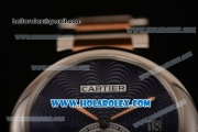 Cartier Rotonde De Miyota Quartz Two Tone Case/Bracelet with Blue Dial