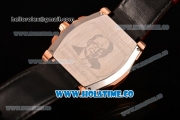 IWC Da-Vinci Chrono Miyota Quartz Rose Gold Case with Black Leather Strap and Black Dial