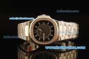 Patek Philippe Nautilus Swiss Quartz Movement Diamond Bezel with Grey Dial and White Stick Markers