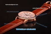 IWC Ingenieur Limited Edition Swiss ETA 2824 Automatic Rose Gold Case with White Dial and Brown Leather Strap