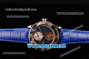 Corum Heritage Romvlvs Two Time Zone Tourbillon Asia Automatic Steel Case with Blue Dial and Blue Leather Strap
