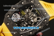 Richard Mille RM35-02 Carbon Fiber With Miyota 9015 Movement 1:1 Clone Yellow Rubber