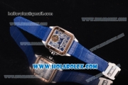 Cartier Santos Tourbillon Asia Automatic Steel Case with Blue Dial and Rose Gold Bezel - Roman Numeral Markers