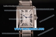 Cartier Tank Anglaise Miyota Quartz Stainless Steel Case/Bracelet Stick Markers and Sliver Dial