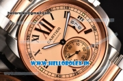 Cartier Calibre De Swiss ETA 2824 Automatic Two Tone Case/Bracelet with Rose Gold Dial and Roman Numeral Markers