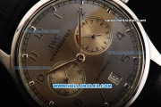 IWC Portuguese Automatic Movement Steel Case with Coffee Dial and Black Leather Strap