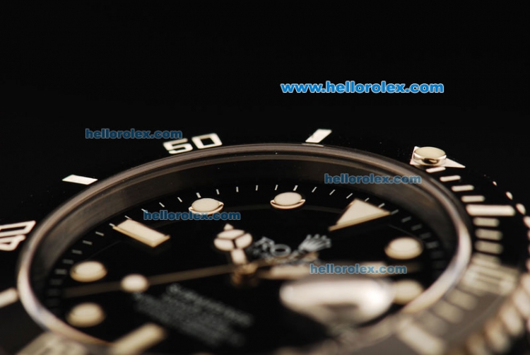 Rolex Submariner Automatic Movement Full Black Ceramic with Black Dial and White Markers - Click Image to Close