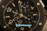 Hublot Big Bang Polo Gold Cup Chronograph Swiss Valjoux 7750 Automatic Movement Ceramic Case and Bezel with Black Dial and Black Rubber Strap-1:1 Original