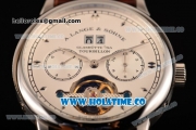 A.Lange&Sohne Tourbilon Pour Le Merite Asia Automatic Steel Case with White Dial and Brown Leather Strap