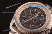 Breitling For Bentley Working Chronograph Quartz Movement with Black Dial and Silver Case-SS Strap