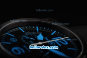 Bell & Ross BR 03-94 Quartz Movement PVD Case with Black Dial and Blue Marker-Black Rubber Strap