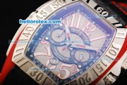 Franck Muller Conquistador F1 Singapore GP Quartz Movement Steel Case with White Arabic Numeral Markers and Black Leather Strap