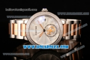 Cartier Rotonde De Miyota Quartz Two Tone Case with Silver Dial and Diamonds Bezel