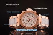 Hublot Big bang Swiss Valjoux 7750 Automatic Rose Gold Case with White Dial and Rose Gold/Ceramic Bracelet