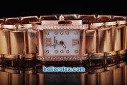 Patek Philippe Quartz Movement Diamond Bezel with White shell Dial and Full Rose Gold --Lady size