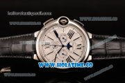 Cartier Ballon Bleu De 44MM Asia Automatic Steel Case with White Dial Black Leather Strap and Black Roman Numeral Markers