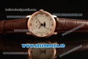 BlancPain Villeret Moonphase & Complete Calendar Miyota 9015 Automatic Rose Gold Case with Beige Dial Brown Leather Strap and Roman Numeral Markers (AAAF)