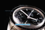 Omega Speedmaster Swiss Valjoux 7750 Chronograph Movement Silver Case with Black Dial-Black Bezel