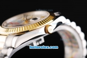 Rolex Day-Date II Oyster Perpetual Automatic Movement Two Tone with Gold Bezel and White Dial-Stick Markers