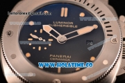 Panerai PAM 305 Luminor Submersible 1950 3 Days Automatic Ceramica Asia ST Automatic Steel Case with Brown Leather Strap Yellow Markers and Black Dial