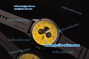 Porsche Design Indicator Day Date Chrono Miyota OS10 Quartz PVD Case with Black Rubber Strap Yellow Dial