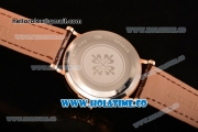 Patek Philippe Calatrava Miyota Quartz Rose Gold Case with White Dial and Black Roman Numeral Markers