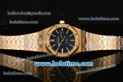 Audemars Piguet Royal Oak Swiss ETA 2824 Automatic Full Yellow Gold with Gold Sitck Markers and Blue Dial - 1:1 Original