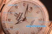 Omega Ladymatic Swiss ETA 2671 Automatic Full Rose Gold with Diamond Bezel and White Dial-1:1 Original