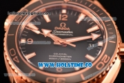Omega Seamaster Planet Ocean 600 M Co-Axial Clone Omega 8501 Automatic Rose Gold Case with Black Dial and White Stick/Arabic Numeral Markers
