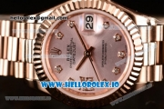 Rolex Datejust Swiss ETA 2671 Automatic Rose Gold Case with Pink Dial Diamonds Markers and Rose Gold Bracelet (BP)