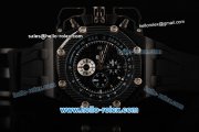 Audemars Piguet Royal Oak Survivor Swiss Valjoux 7750 Automatic Movement PVD Case with Black Dial Stick Markers and Black Rubber Strap