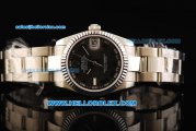 Rolex Datejust Automatic Movement Steel Case with Green Roman Numerals and Steel Strap-Lady Model