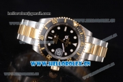 Rolex Submariner Miyota 8215 Automatic Two Tone Case/Bracelet with Black Dial and Dot Markers