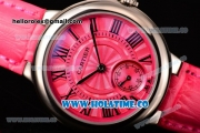 Cartier Ballon Bleu De Small Swiss Quartz Steel Case with Hot Pink Dial Roman Numeral Markers and Hot Pink Leather Strap