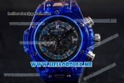 Hublot Big Bang UNICO Sapphire Blue Miyota Quartz Sapphire Crystal Case with Skeleton Dial and Black Rubber Strap Stick/Arabic Numeral Markers