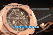 Hublot Classic Fusion Aerofusion Chronograph Orlinski Japanese Miyota OS20 Quartz Rose Gold Case with Black Dial Stick Markers and Black Rubber Strap