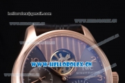 IWC Portuguese Tourbillon Asia ST25 Automatic Rose Gold Case with Black Dial Arabic Numeral Markers and Black Leather Strap