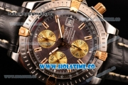 Breitling Chronomat Evolution Swiss Valjoux 7750 Automatic Steel Case with Grey Dial and Yellow Gold Stick Markers (BP)