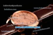 Vacheron Constantin Patrimony Miyota 9015 Automatic Rose Gold Case with Champagne Dial and Brown Leather Strap