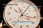 IWC Portuguese Chrono Miyota OS20 Quartz Rose Gold Case with Brown Leather Strap and White Dial