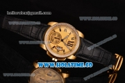 Cartier Calibre De Swiss ETA 2824 Automatic Yellow Gold Case with Diamonds Bezel and Roman Numeral Markers