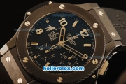 Hublot Big Bang Polo Gold Cup Chronograph Swiss Valjoux 7750 Automatic Movement Ceramic Case and Bezel with Black Dial and Black Rubber Strap-1:1 Original