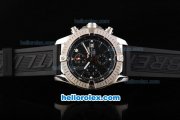 Breitling Avenger Swiss Valjoux 7750 Automatic Movement Steel Case with Black Dial-Silver Markers and Black Rubber Strap