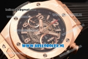 Hublot Big Bang Unico Chrono Swiss Valjoux 7750 Automatic Rose Gold Case with Skeleton Dial Rose Gold Bezel and Black Rubber Strap - 1:1 Original